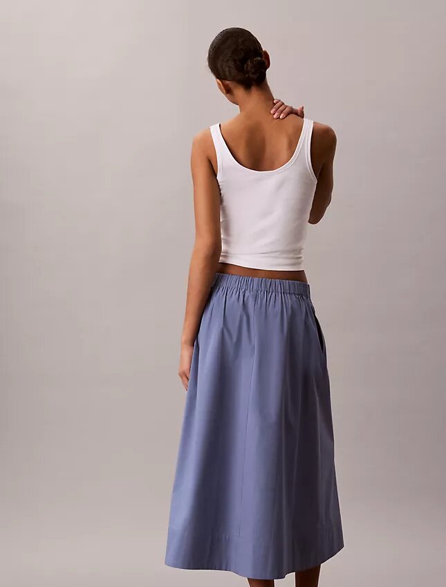 Fustă midi din poplin de bumbac Fustă midi din poplin de bumbac