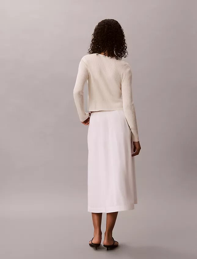 Fustă midi din poplin de bumbac Fustă midi din poplin de bumbac