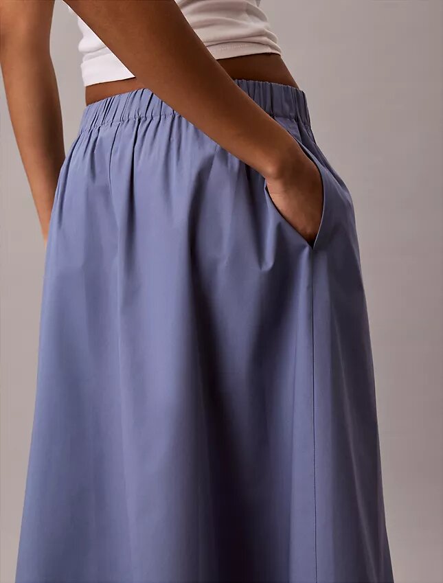 Fustă midi din poplin de bumbac Fustă midi din poplin de bumbac