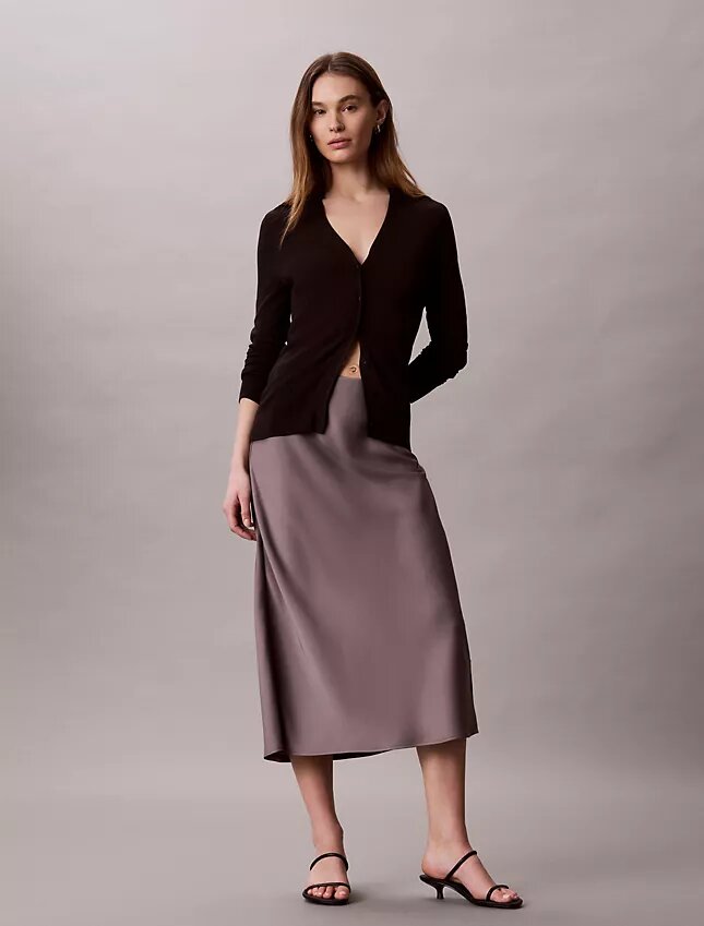 Fustă midi din satin Fustă midi din satin