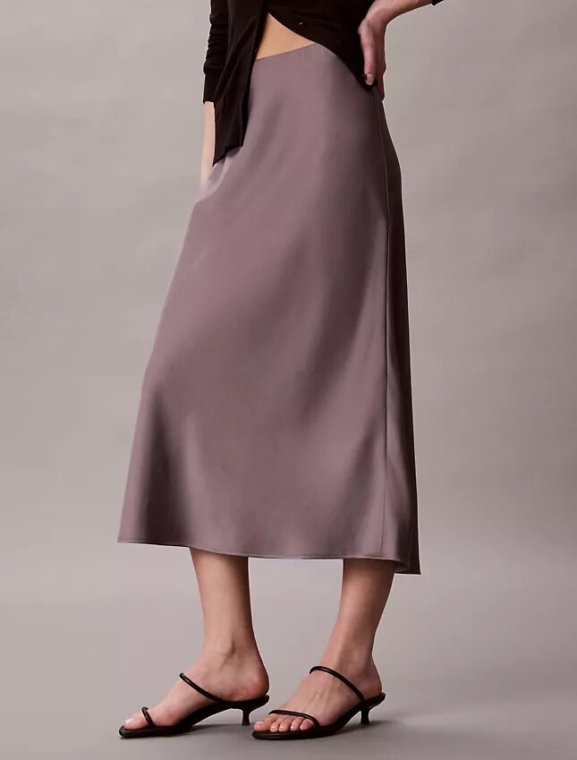 Fustă midi din satin Fustă midi din satin