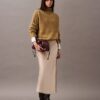 Fustă midi din satin elastic Fustă midi din satin elastic