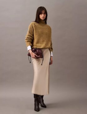Fustă midi din satin elastic
