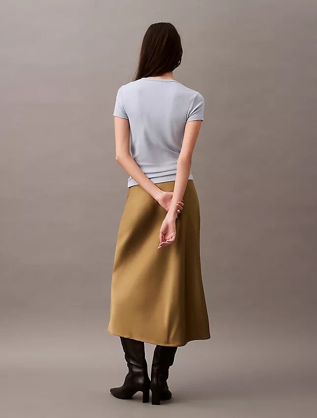 Fustă midi din satin elastic Fustă midi din satin elastic