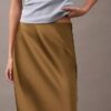 Fustă midi din satin elastic Fustă midi din satin elastic