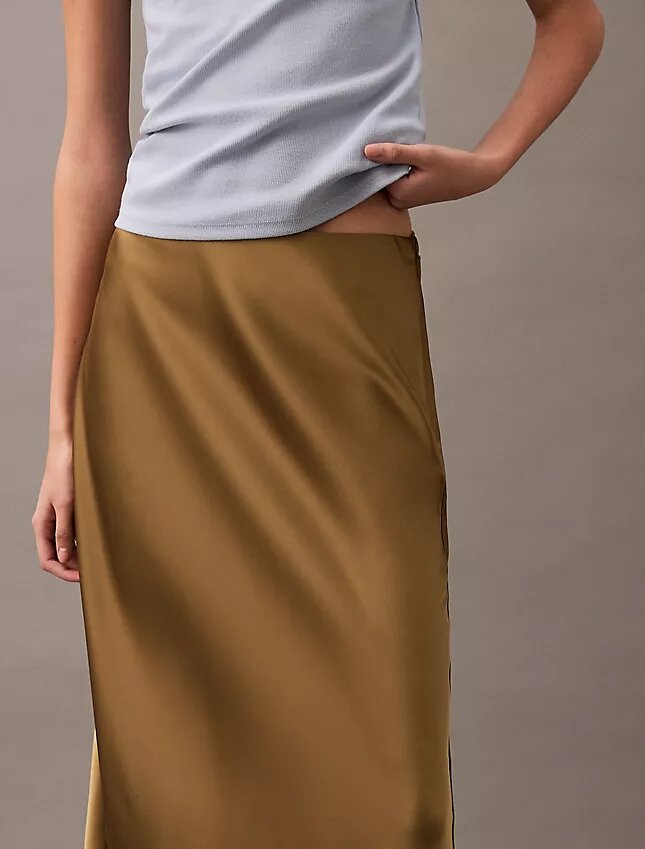 Fustă midi din satin elastic Fustă midi din satin elastic