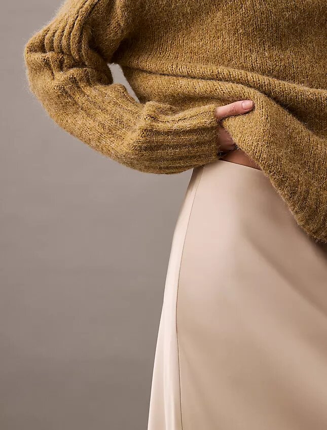 Fustă midi din satin elastic Fustă midi din satin elastic