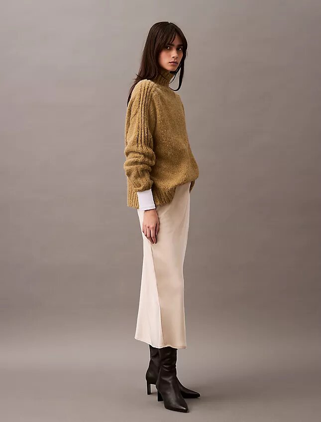 Fustă midi din satin elastic Fustă midi din satin elastic