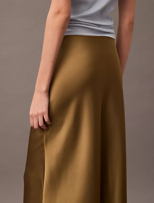Fustă midi din satin elastic Fustă midi din satin elastic