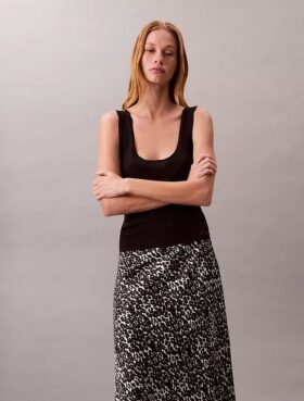 Fustă midi din satin imprimat