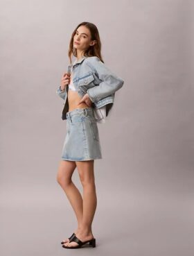 Fustă mini din denim cu logo