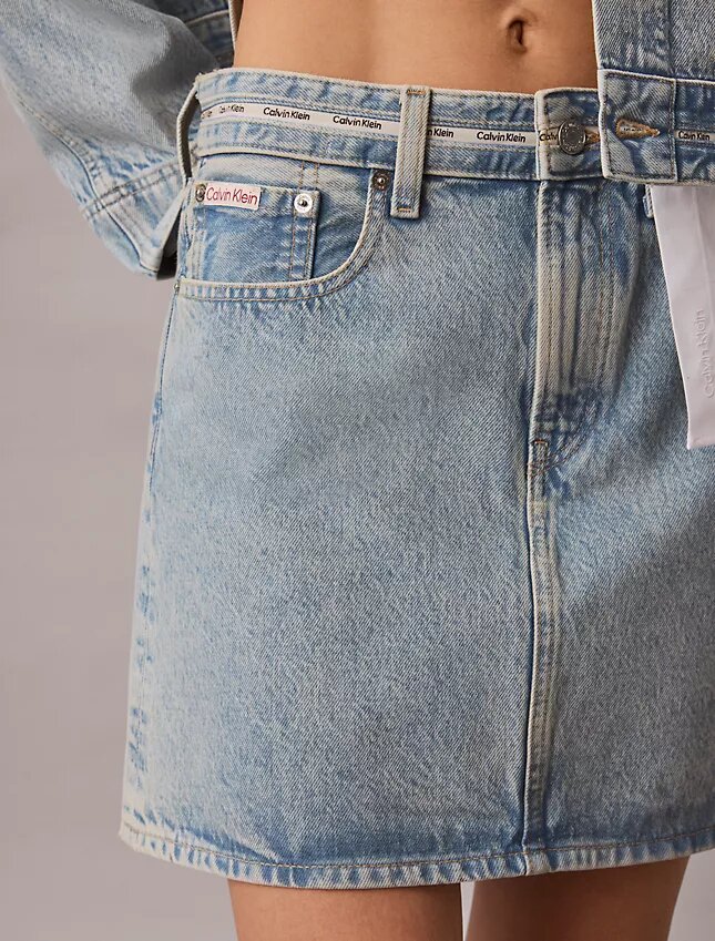 Fustă mini din denim cu logo Fustă mini din denim cu logo