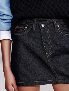 Fustă mini din denim cu talie asimetrică