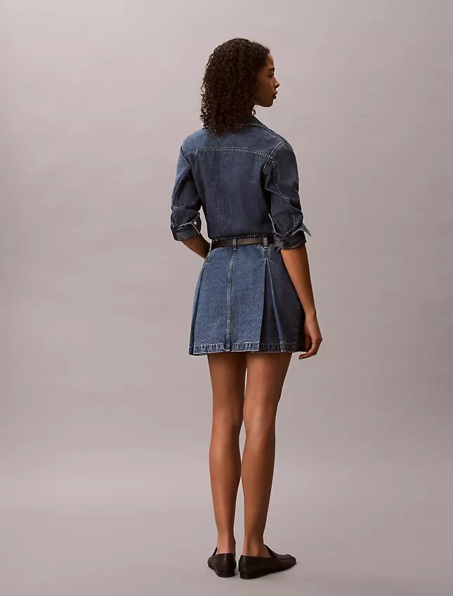 Fustă mini din denim plisată Fustă mini din denim plisată