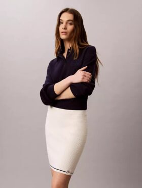 Fustă mini din tricot cu micro-cabluri