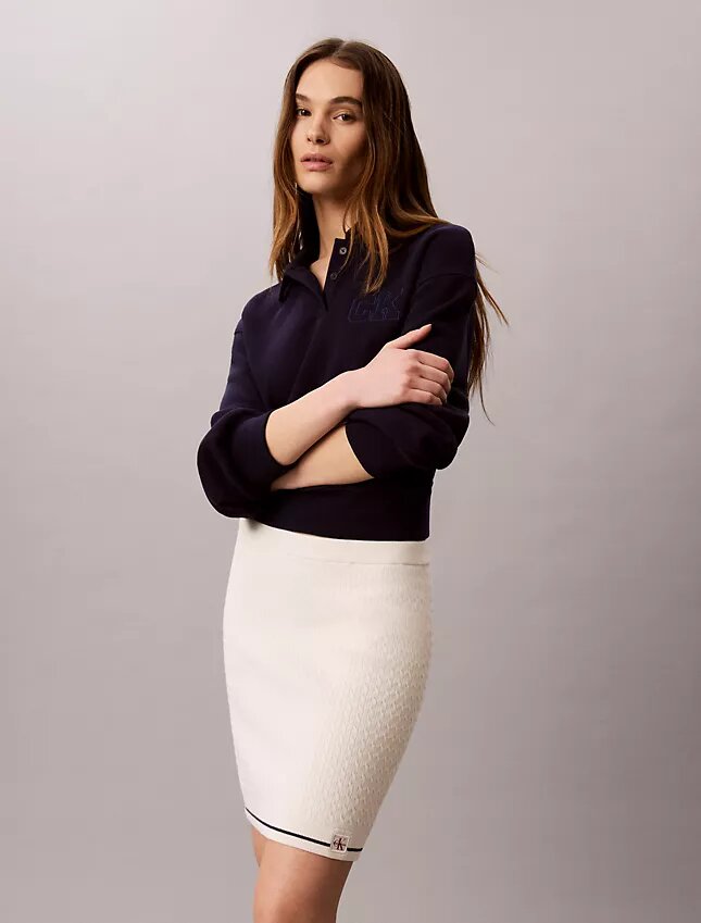 Fustă mini din tricot cu micro-cabluri Fustă mini din tricot cu micro-cabluri