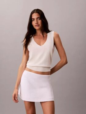 Fustă-pantalon mini din amestec de in
