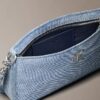 Geantă de umăr convertibilă din denim cu logo Geantă de umăr convertibilă din denim cu logo