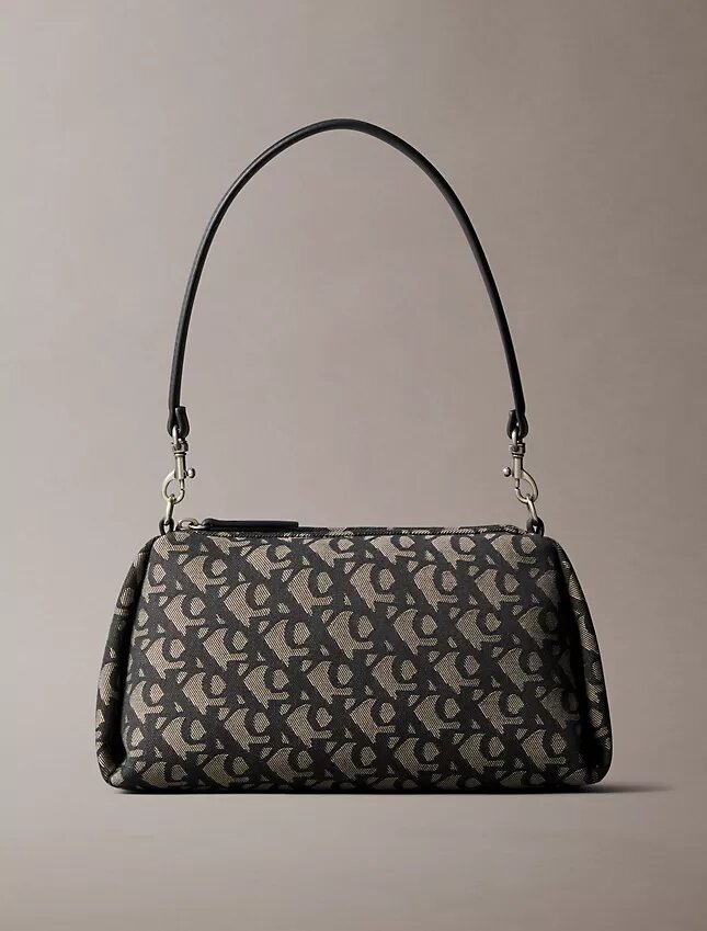 Geantă de umăr cu logo Monogram plisat Geantă de umăr cu logo Monogram plisat