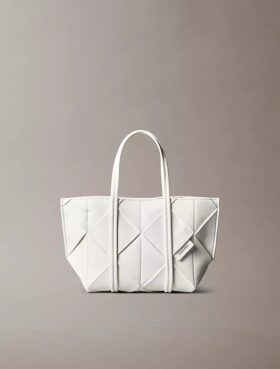 Geantă mini tote țesută, cu curea de umăr