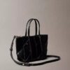 Geantă mini tote țesută, cu curea de umăr