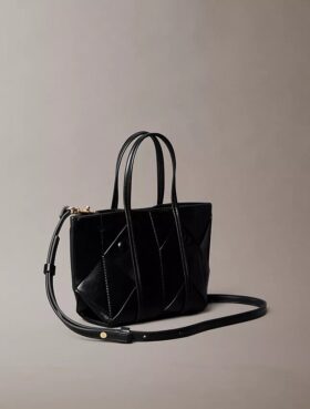 Geantă mini tote țesută, cu curea de umăr