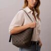 Geantă tip sac cu logo emblemă jacquard pe toată suprafața și buzunar Geantă tip sac cu logo emblemă jacquard pe toată suprafața și buzunar