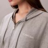 Hanorac cu glugă din bumbac jersey cu fermoar integral și logo
