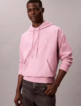 Hanorac cu glugă din fleece Monogram, din material terry premium, cu croială lejeră