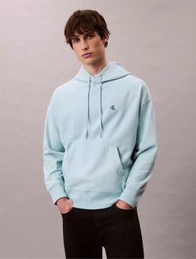 Hanorac cu glugă din fleece Monogram, din material terry premium, cu croială lejeră