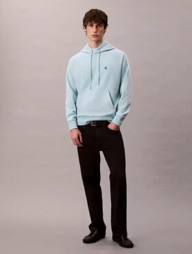 Hanorac cu glugă din fleece Monogram, din material terry premium, cu croială lejeră