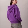 Hanorac cu glugă și fermoar din tricot French Terry cu logo arhivă