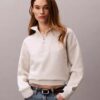 Hanorac din fleece cu monogramă și fermoar pe un sfert