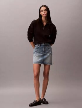 Hanorac din fleece cu monogramă și fermoar pe un sfert