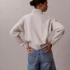 Hanorac din fleece cu monogramă și fermoar pe un sfert