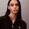 Hanorac din fleece cu monogramă și fermoar pe un sfert