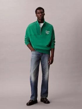 Hanorac din fleece premium, cu fermoar pe un sfert și croială lejeră Hanorac din fleece premium, cu fermoar pe un sfert și croială lejeră
