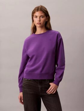 Hanorac relaxat din fleece cu logo arhivă