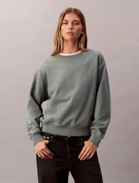 Hanorac relaxat din fleece cu logo arhivă