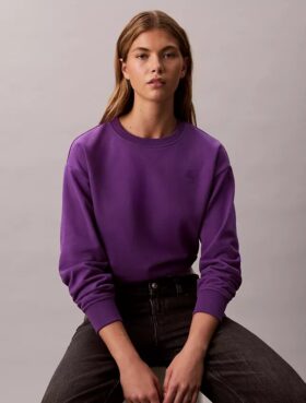 Hanorac relaxat din fleece cu logo arhivă