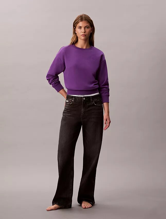 Hanorac relaxat din fleece cu logo arhivă Hanorac relaxat din fleece cu logo arhivă