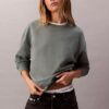 Hanorac relaxat din fleece cu logo arhivă Hanorac relaxat din fleece cu logo arhivă