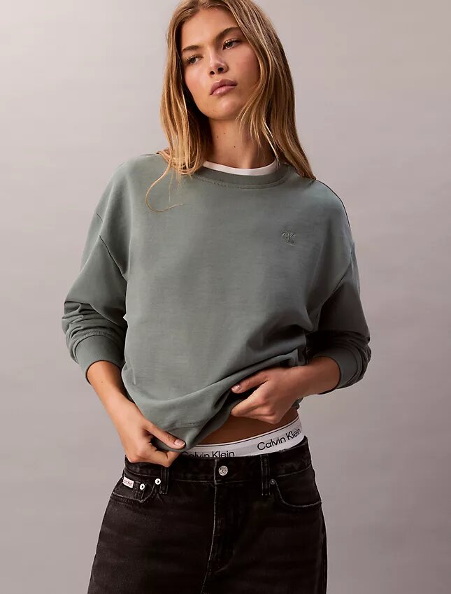 Hanorac relaxat din fleece cu logo arhivă Hanorac relaxat din fleece cu logo arhivă