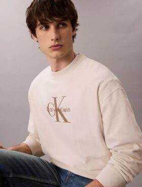 Hanorac relaxat din material froté premium cu logo Monogram
