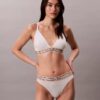 Icon Bralette triunghiulară din bumbac și Modal cu dungi, ușor căptușită