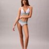 Icon Bralette triunghiulară din bumbac și Modal cu dungi, ușor căptușită