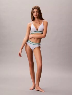 Icon Bralette triunghiulară din bumbac și Modal cu dungi, ușor căptușită