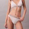 Icon Bralette triunghiulară din bumbac și Modal cu dungi, ușor căptușită