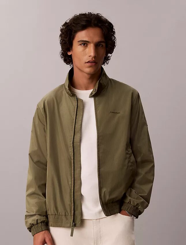 Jachetă bomber din nailon cu model în carouri Jachetă bomber din nailon cu model în carouri