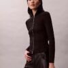 Jachetă din nylon cu fermoar și nervuri